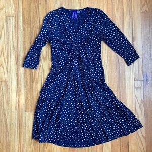 Seraphine Maternity Dress Blue with White Polka Dots sz 4